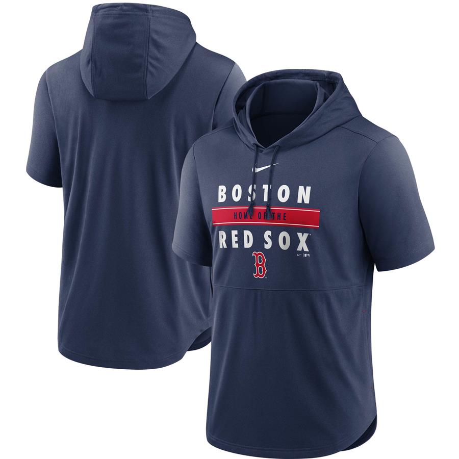 Boston Red Sox Nike Home Team Short Sleeve Hoodie Top - Navy