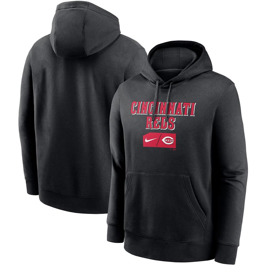 Cincinnati Reds Nike Team Lettering Club Pullover Hoodie - Black