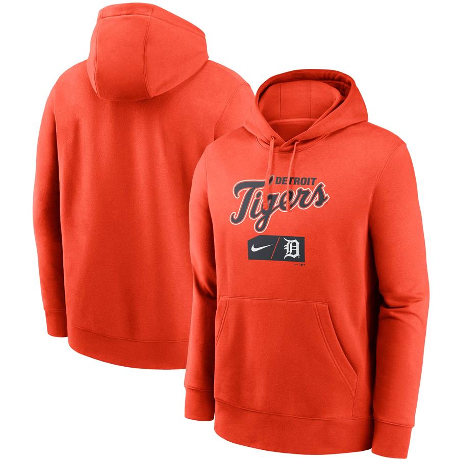 Detroit Tigers Nike Team Lettering Club Pullover Hoodie - Orange