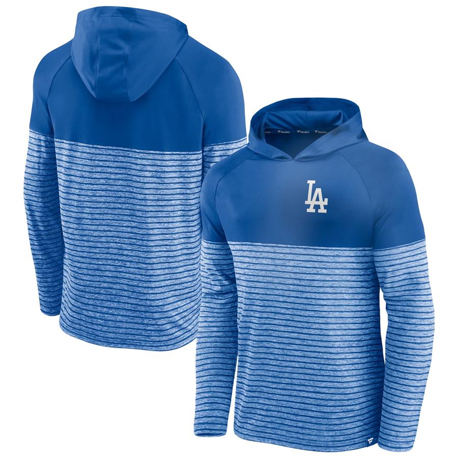 Los Angeles Dodgers Fanatics Branded Line Up Shadow Stripe Raglan Pullover Hoodie - Royal