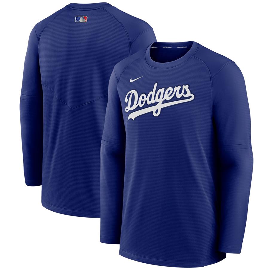 Los Angeles Dodgers Nike Authentic Collection Pregame Performance Raglan Pullover Sweatshirt - Royal