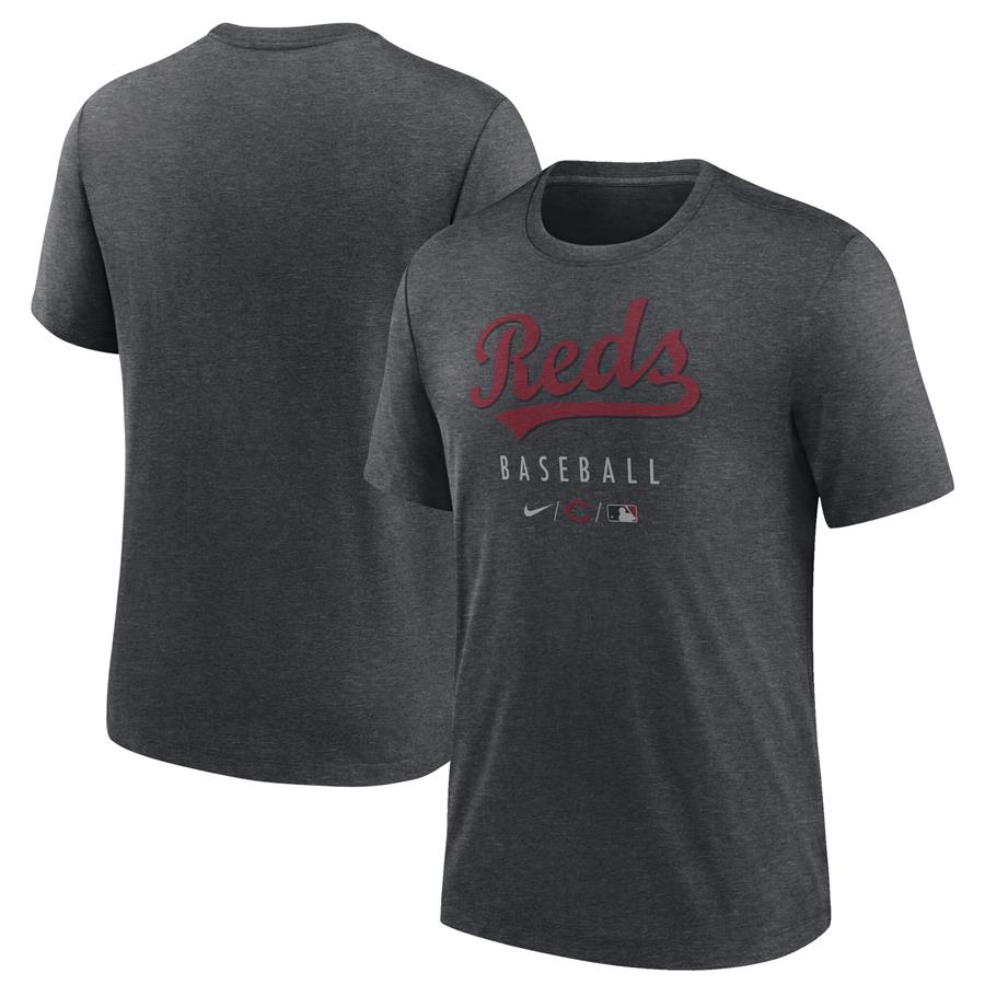 Cincinnati Reds Nike Authentic Collection Early Work Performance Tri-Blend T-Shirt - Gray