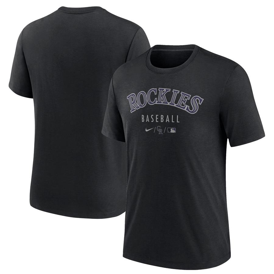 Colorado Rockies Nike Authentic Collection Early Work Performance Tri-Blend T-Shirt - Black