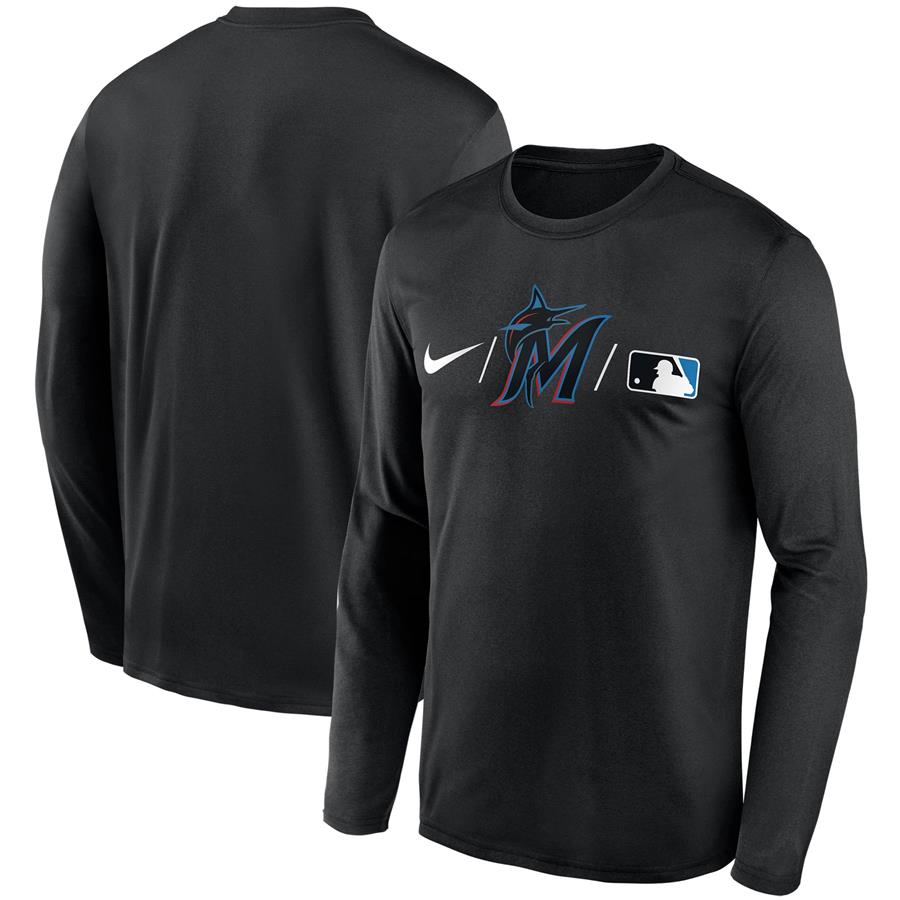 Miami Marlins Nike Authentic Collection Team Legend Performance Long Sleeve T-Shirt - Black