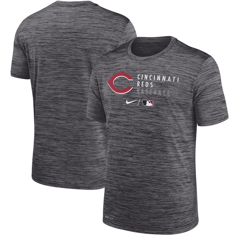 Cincinnati Reds Nike Authentic Collection Velocity Practice Performance T-Shirt - Heathered Black