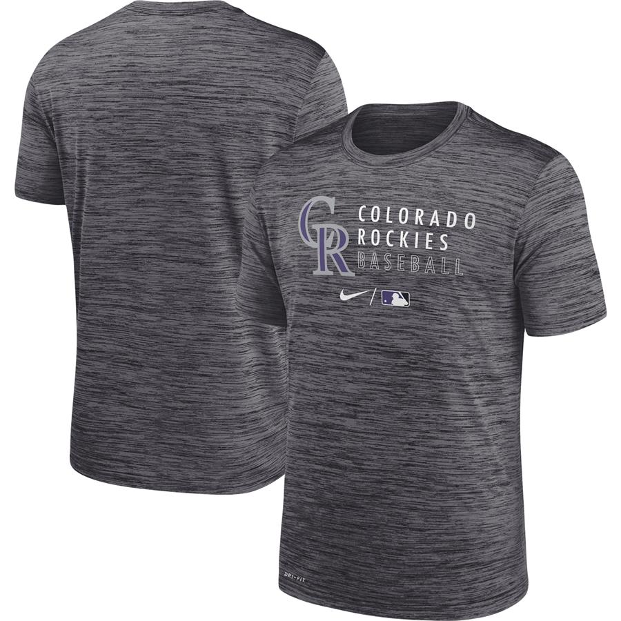 Colorado Rockies Nike Authentic Collection Velocity Practice Performance T-Shirt - Heathered Black