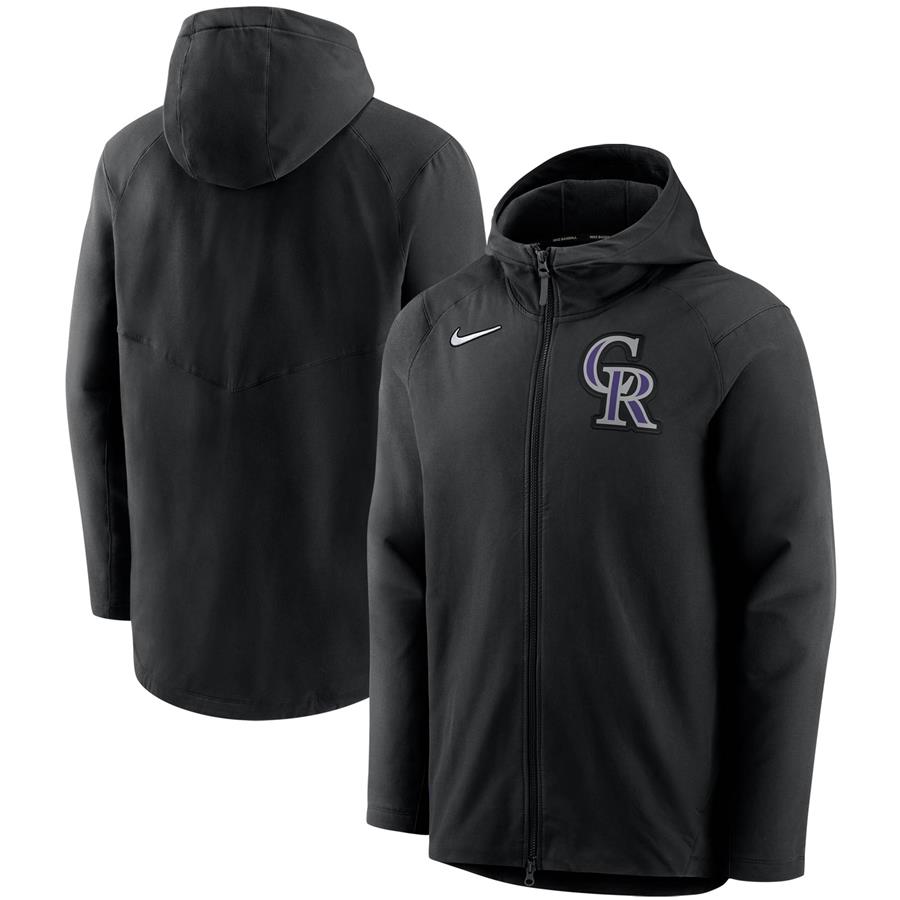 Colorado Rockies Nike Authentic Collection Pregame Performance Full-Zip Hoodie - Black