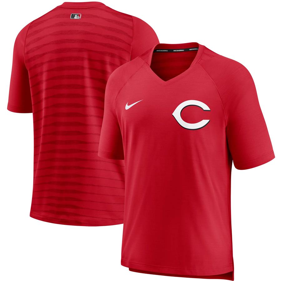 Cincinnati Reds Nike Authentic Collection Pregame Performance V-Neck T-Shirt - Red