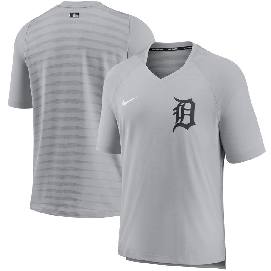 Detroit Tigers Nike Authentic Collection Pregame Performance V-Neck T-Shirt - Gray