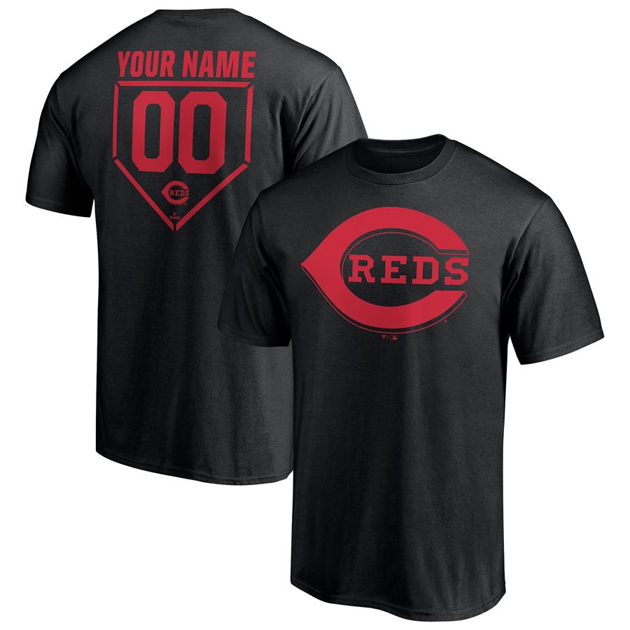 Cincinnati Reds Fanatics Branded Personalized RBI Logo T-Shirt - Black