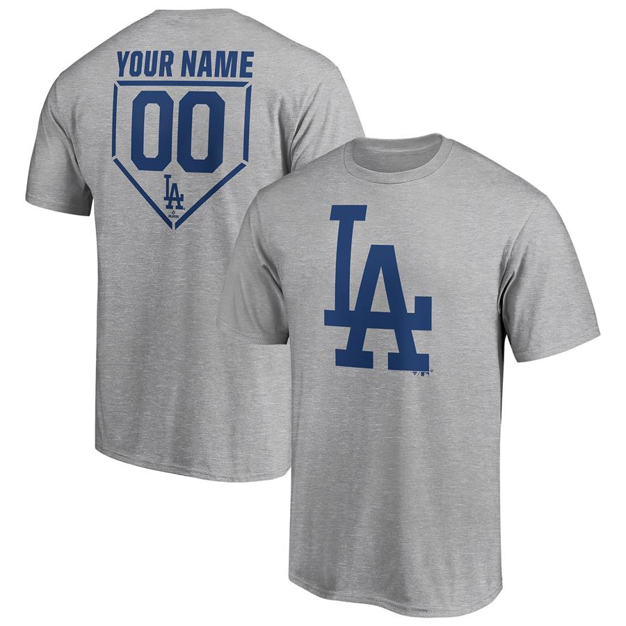 Los Angeles Dodgers Fanatics Branded Personalized RBI Logo T-Shirt - Heathered Gray