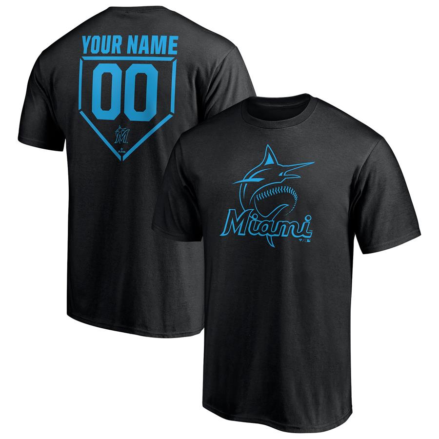 Miami Marlins Fanatics Branded Personalized RBI Logo T-Shirt - Black