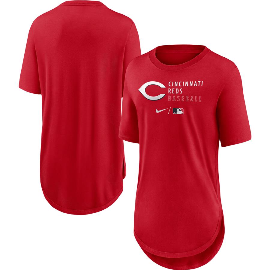 Cincinnati Reds Nike Women's Authentic Collection Baseball Fashion Tri-Blend T-Shirt - Red