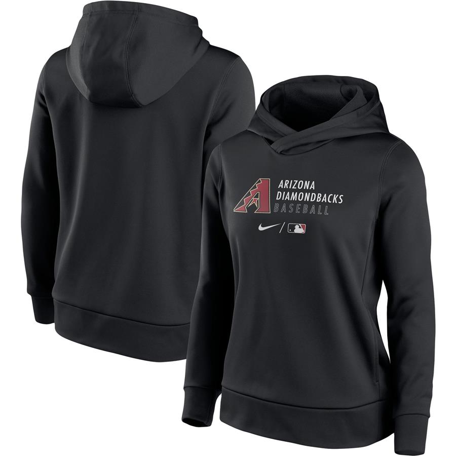 Arizona Diamondbacks Nike Women's Authentic Collection Fleece Performance Pullover Hoodie - Black