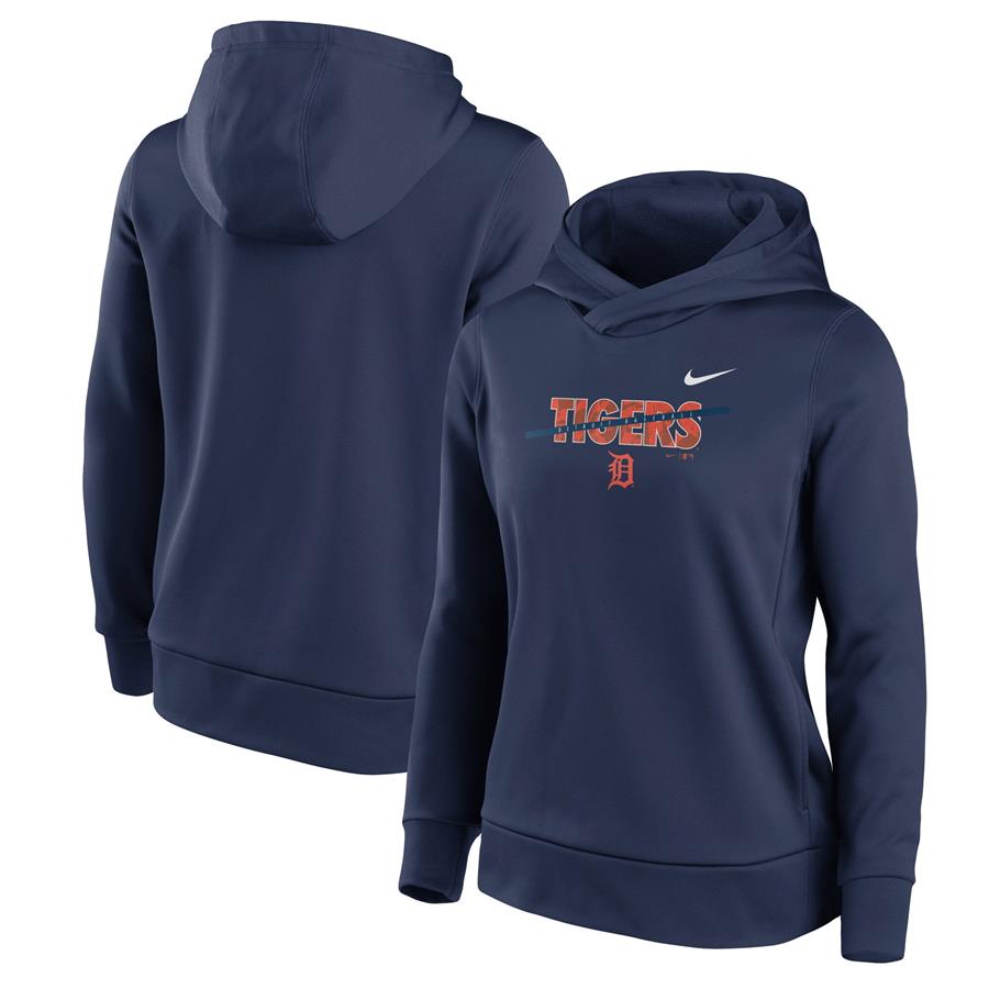 Detroit Tigers Nike Women's Club Angle Performance Pullover Hoodie - Navy