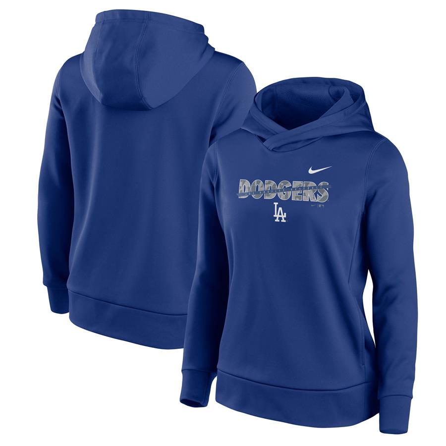 Los Angeles Dodgers Nike Women's Club Angle Performance Pullover Hoodie - Royal