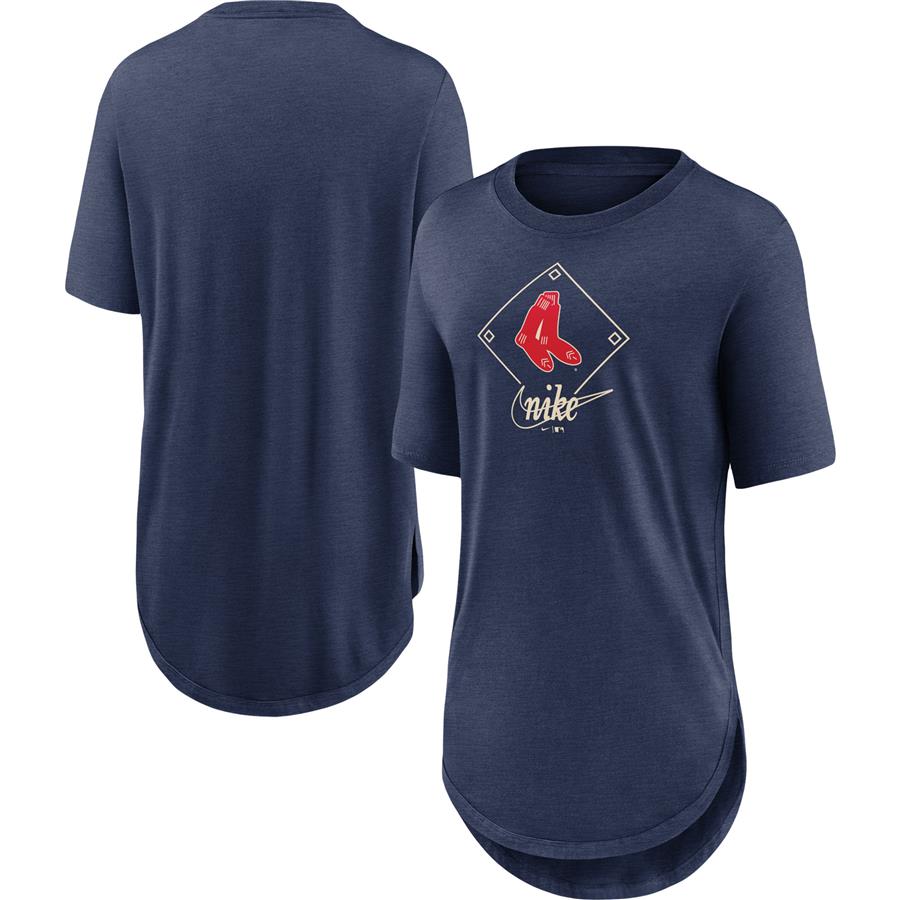 Boston Red Sox Nike Women's Cooperstown Collection Diamond Weekend Tri-Blend T-Shirt - Heathered Navy