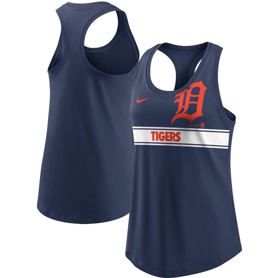 Detroit Tigers Nike Women's Cropped Logo Performance Racerback Tank Top - Navy