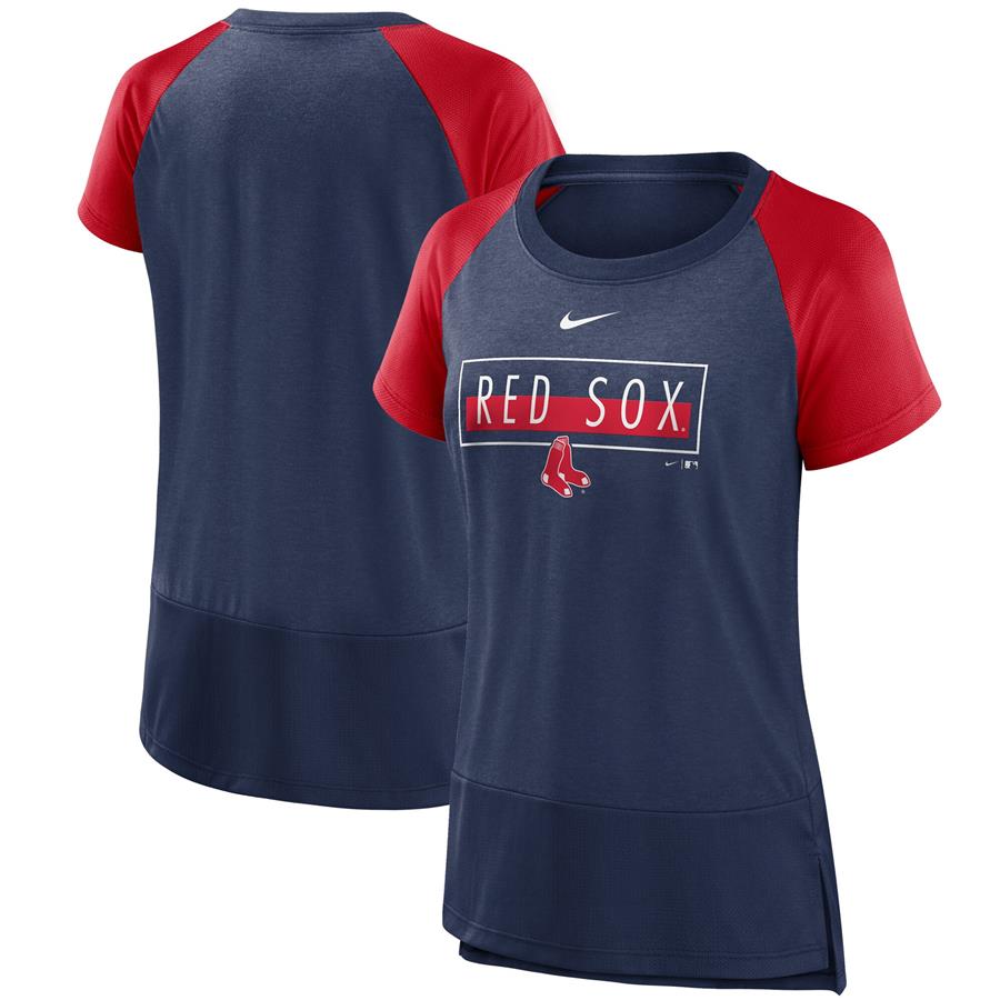Boston Red Sox Nike Women's Team Colors Fashion Performance Tri-Blend Raglan T-Shirt - Navy