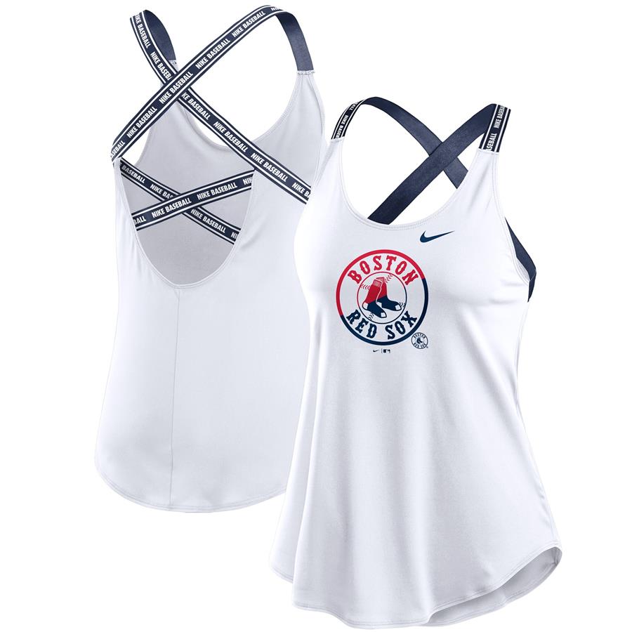 Boston Red Sox Nike Women's Primary Angle Elastika Performance Racerback Tank Top - White