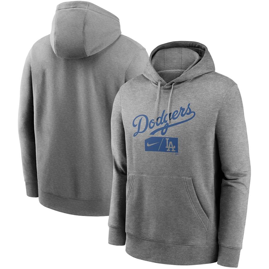 Los Angeles Dodgers Nike Team Lettering Club Pullover Hoodie - Gray