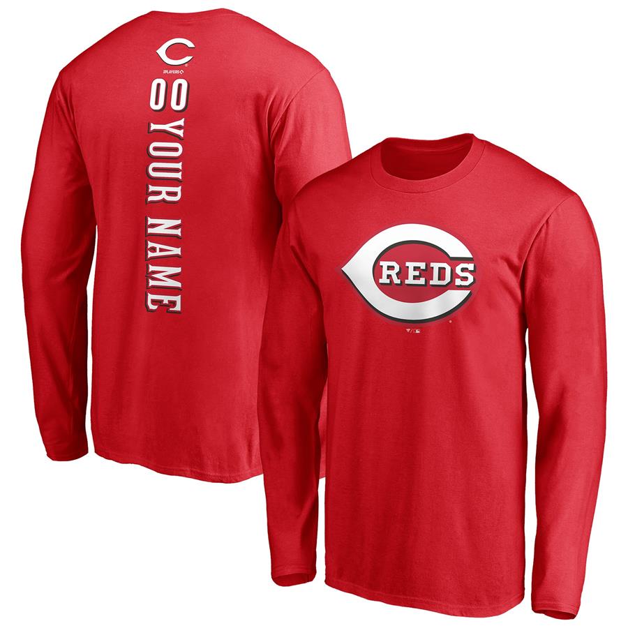 Cincinnati Reds Fanatics Branded Personalized Playmaker Name & Number Long Sleeve T-Shirt - Red
