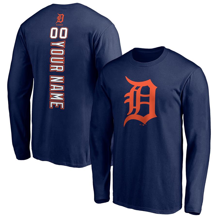 Detroit Tigers Fanatics Branded Personalized Playmaker Name & Number Long Sleeve T-Shirt - Navy