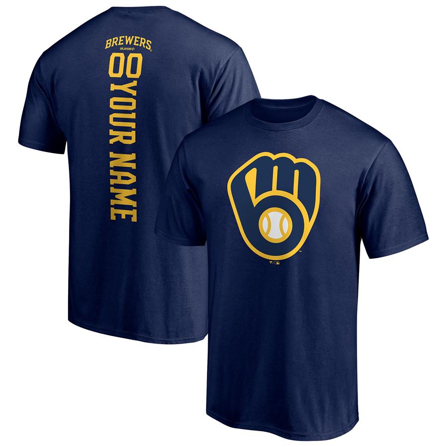 Milwaukee Brewers Fanatics Branded Personalized Playmaker Name & Number T-Shirt - Navy