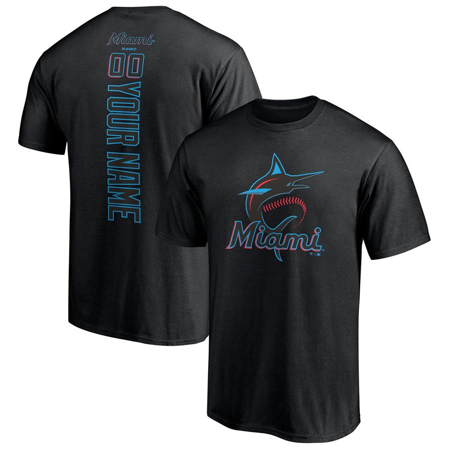 Miami Marlins Fanatics Branded Personalized Playmaker Name & Number T-Shirt - Black