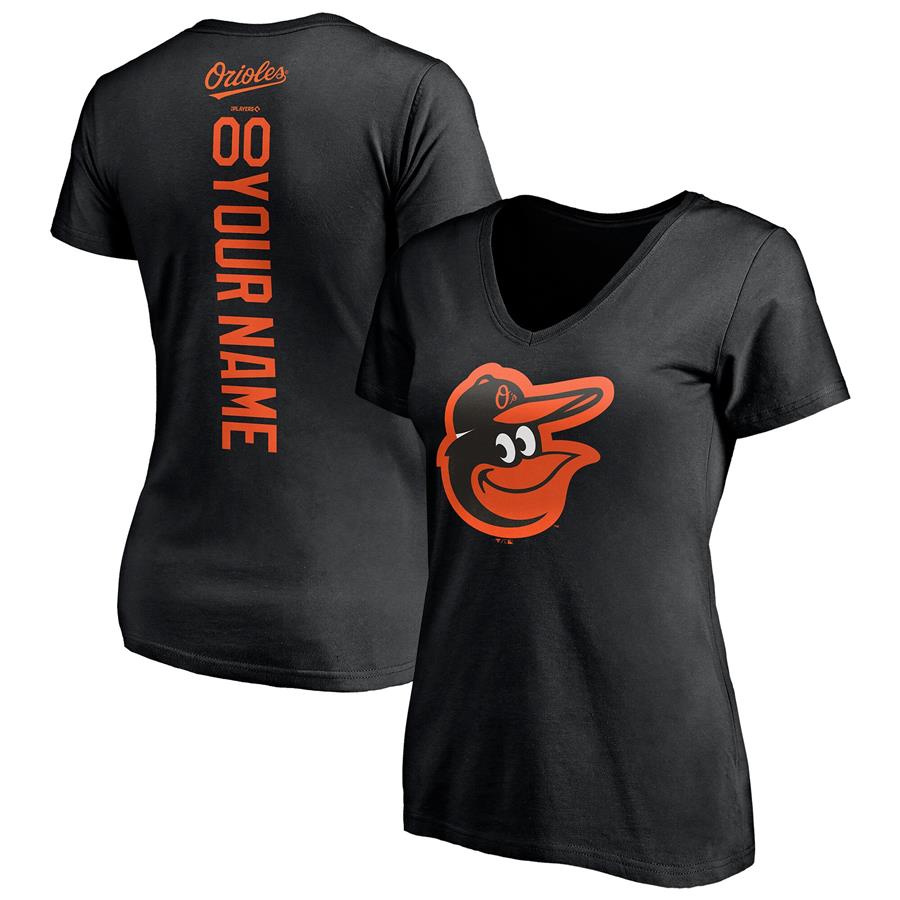 Baltimore Orioles Fanatics Branded Women's Personalized Playmaker Name & Number V-Neck T-Shirt - Black