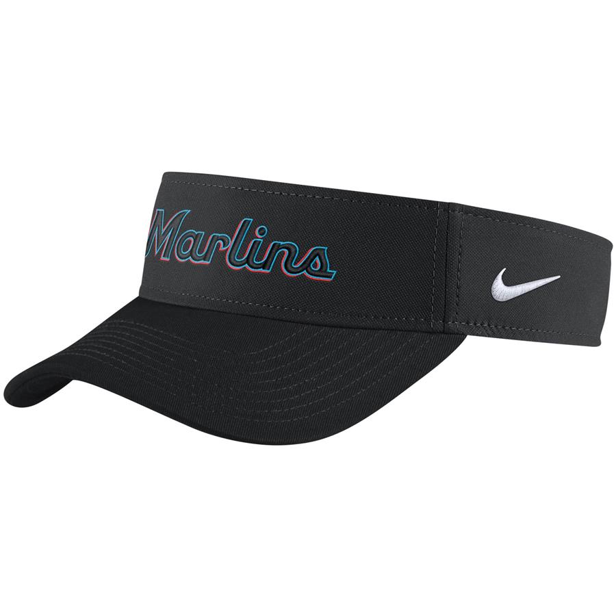 Miami Marlins Nike Logo Performance Visor - Black