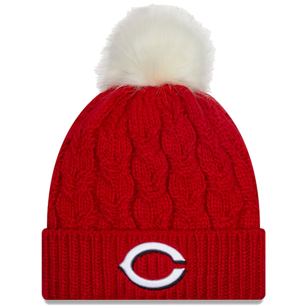Cincinnati Reds New Era Women's Flurry Cuffed Knit Hat with Pom - Red