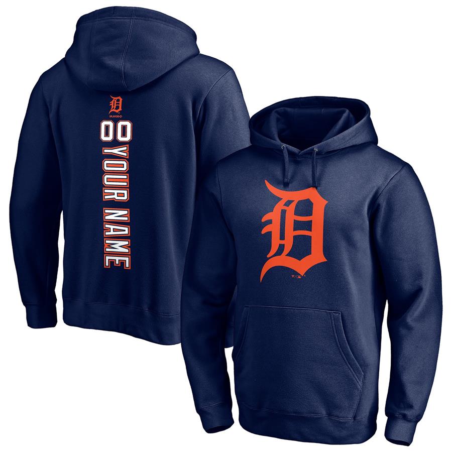 Detroit Tigers Fanatics Branded Personalized Playmaker Name & Number Pullover Hoodie - Navy