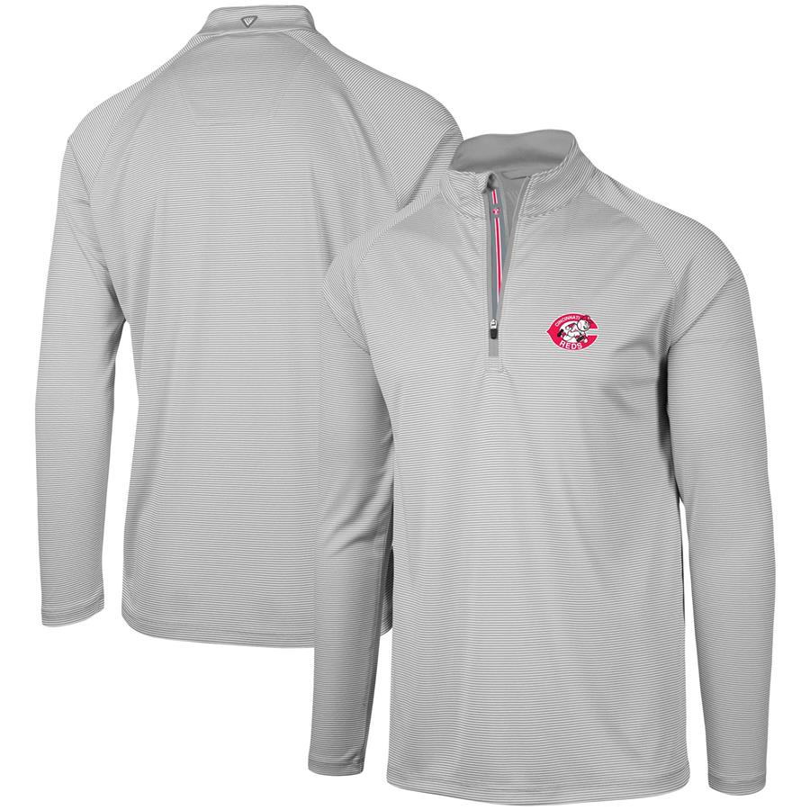 Cincinnati Reds Levelwear Orion Historic Logo Raglan Quarter-Zip Jacket - Gray