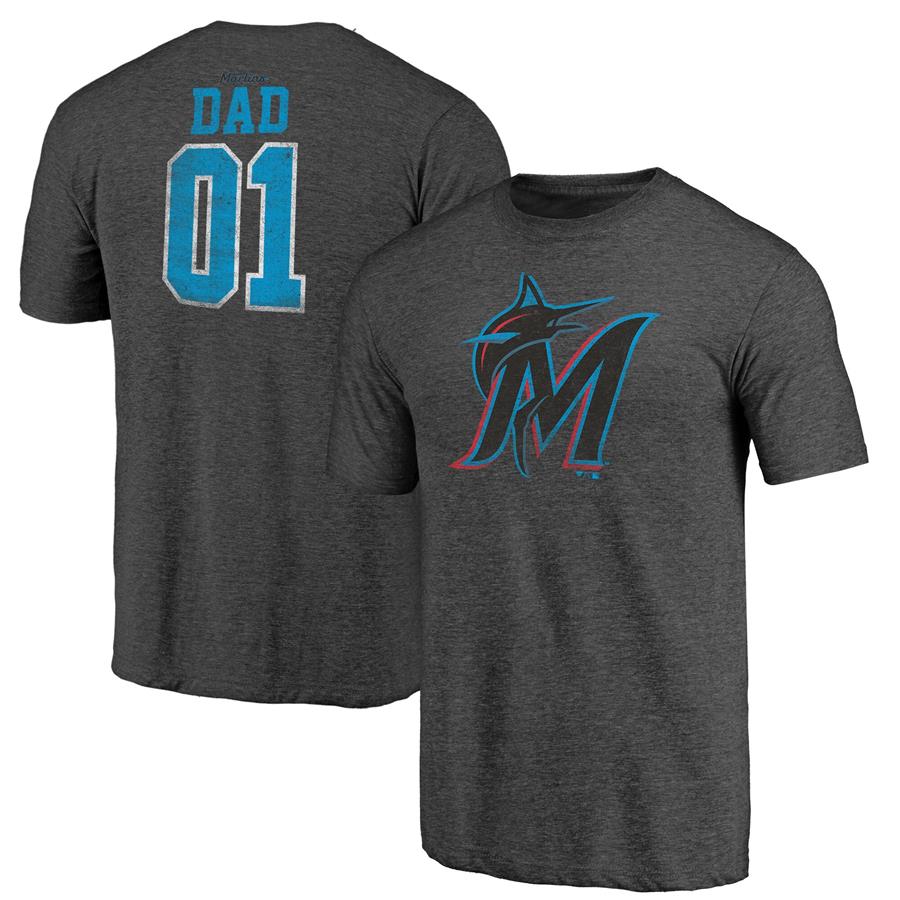 Miami Marlins Fanatics Branded Father's Day Greatest Dad Tri-Blend T-Shirt - Black