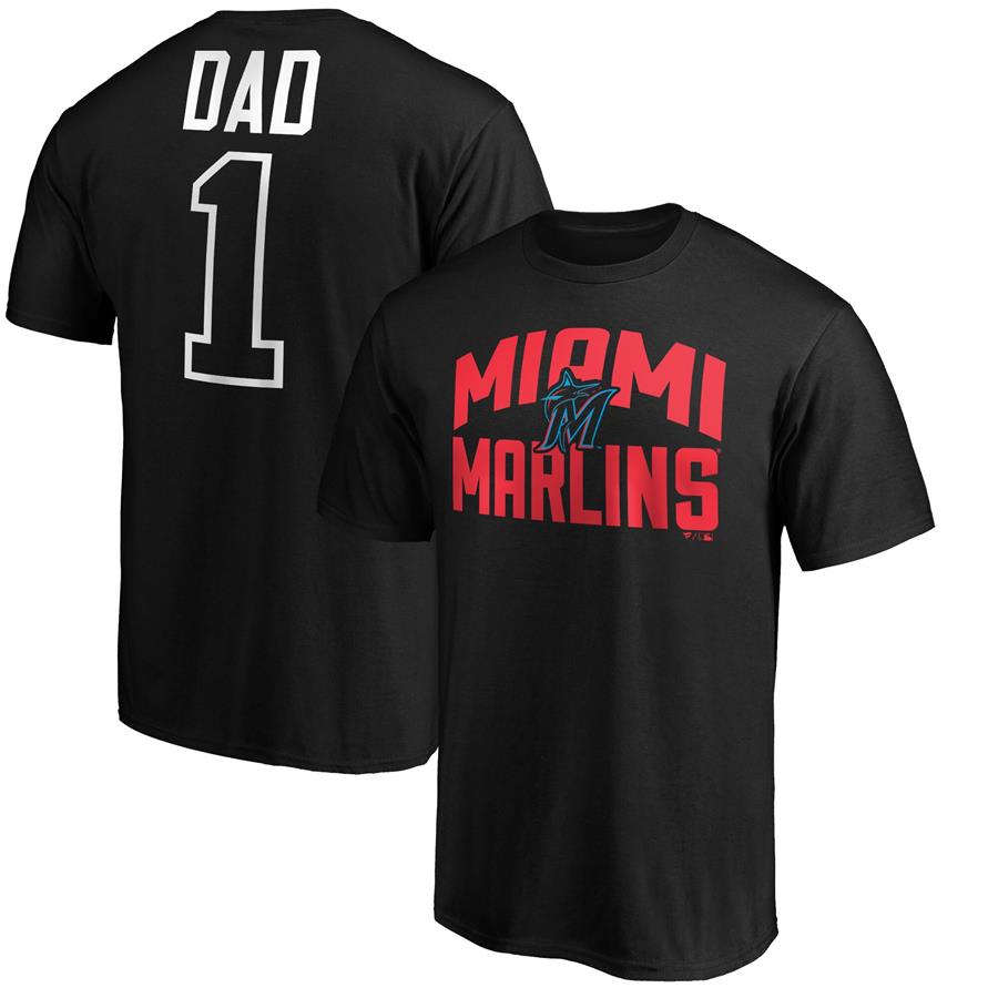 Miami Marlins Fanatics Branded Father's Day #1 Dad T-Shirt - Black