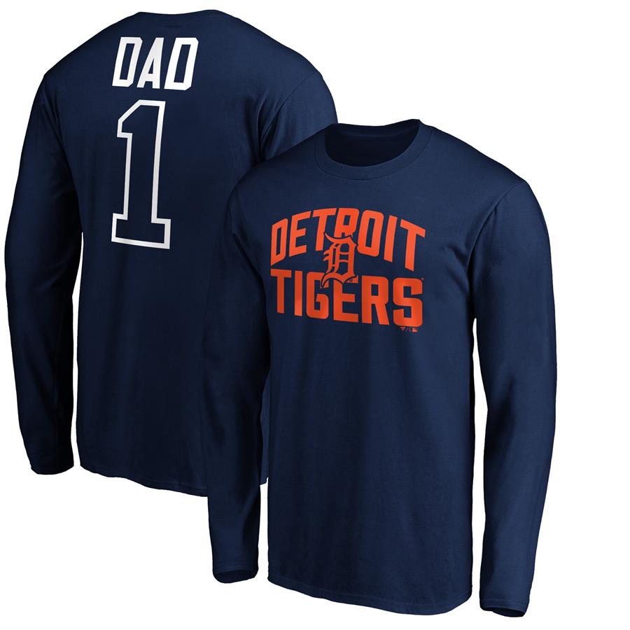 Detroit Tigers Fanatics Branded Father's Day #1 Dad Long Sleeve T-Shirt - Navy