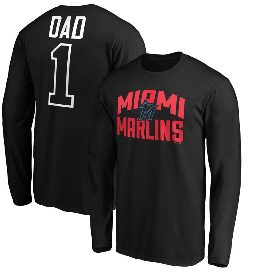 Miami Marlins Fanatics Branded Father's Day #1 Dad Long Sleeve T-Shirt - Black