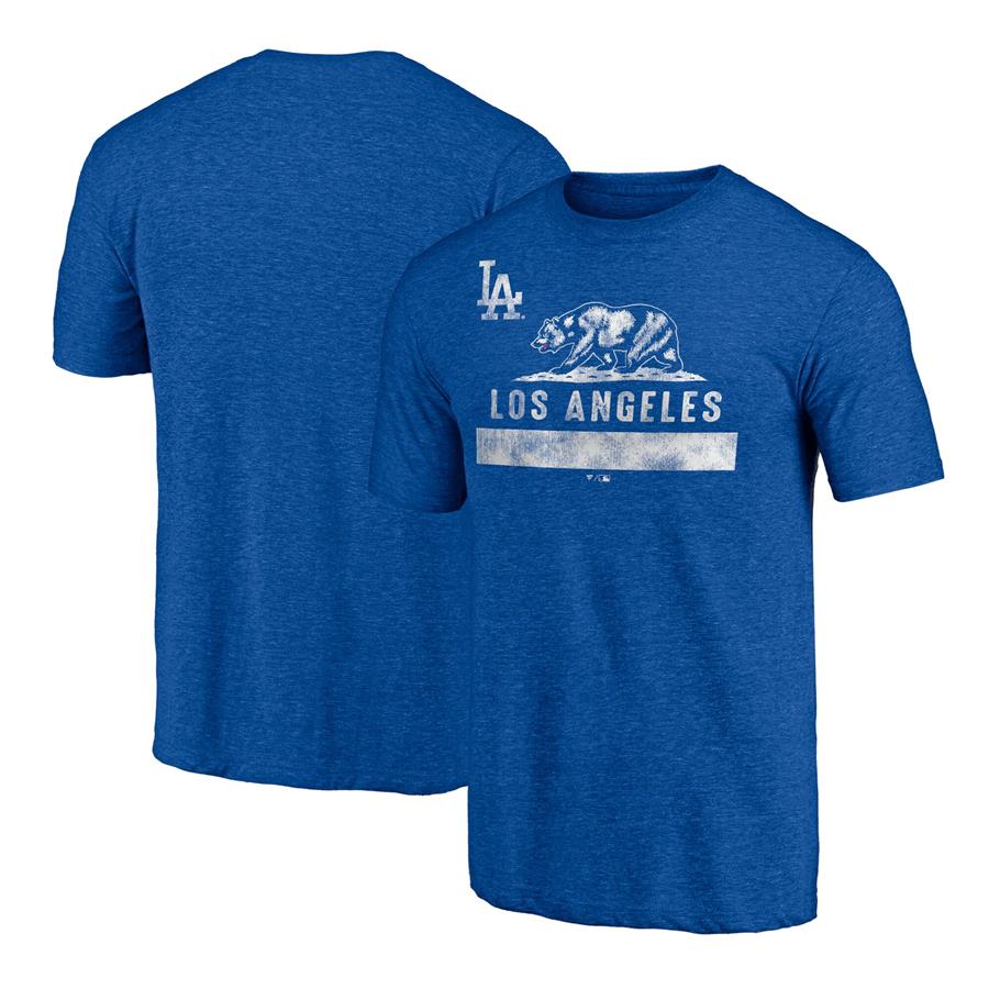 Los Angeles Dodgers Fanatics Branded Hometown Collection LA Bear Tri-Blend T-Shirt - Heathered Royal