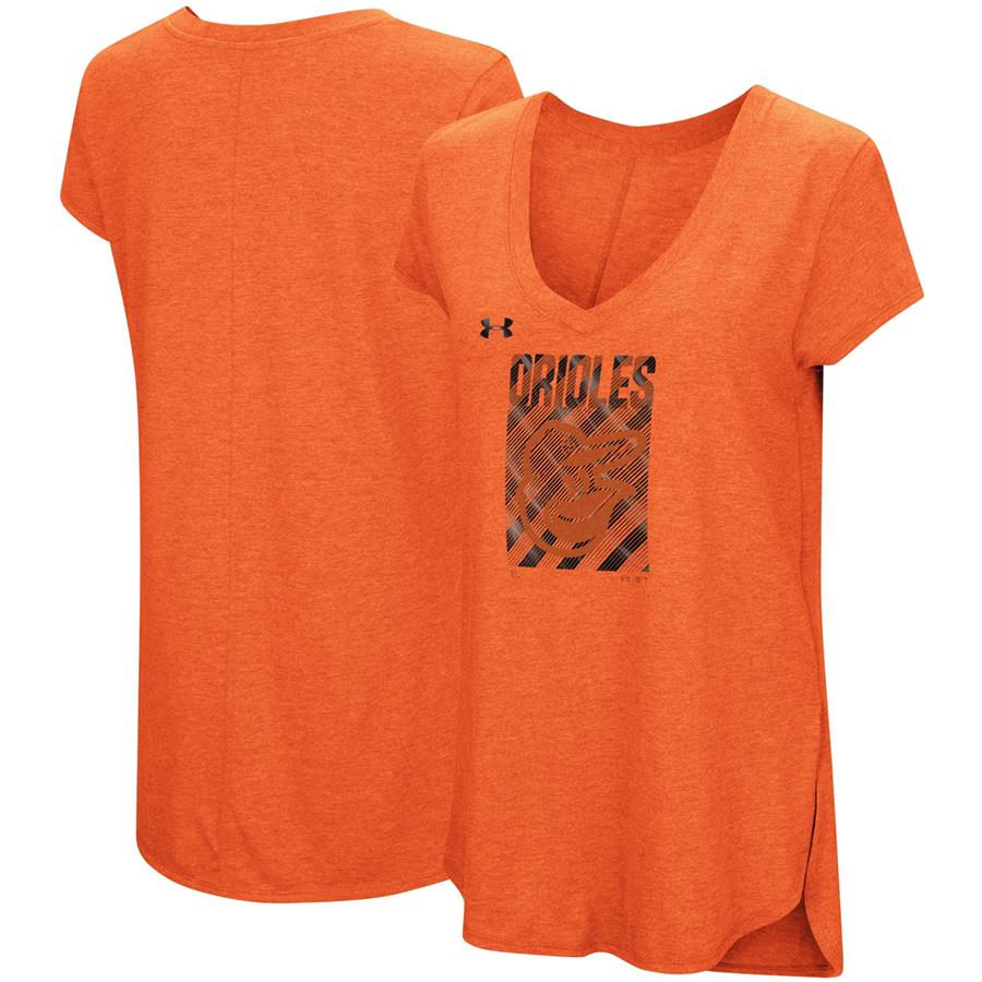 Baltimore Orioles Under Armour Women's Streak Flowy V-Neck T-Shirt - Heathered Orange