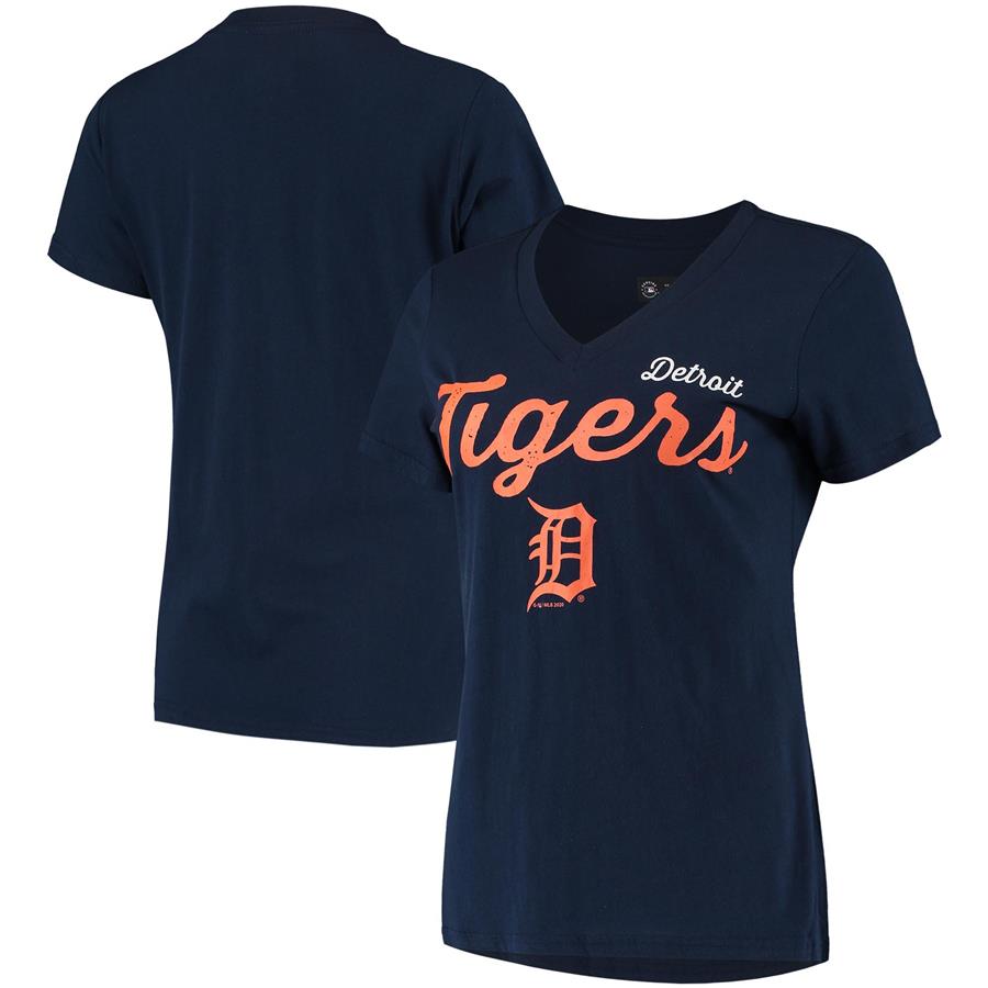 Detroit Tigers G-III 4Her by Carl Banks Women's Post Season V-Neck T-Shirt - Navy