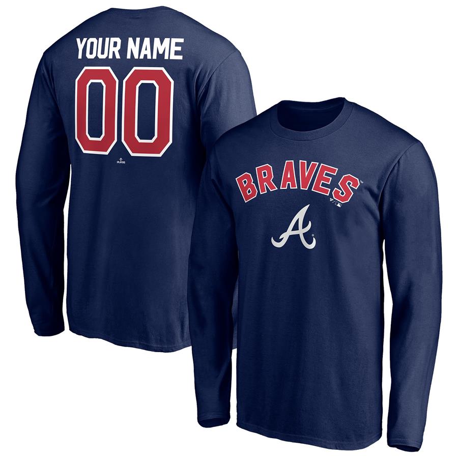 Atlanta Braves Fanatics Branded Personalized Winning Streak Name & Number Long Sleeve T-Shirt - Navy