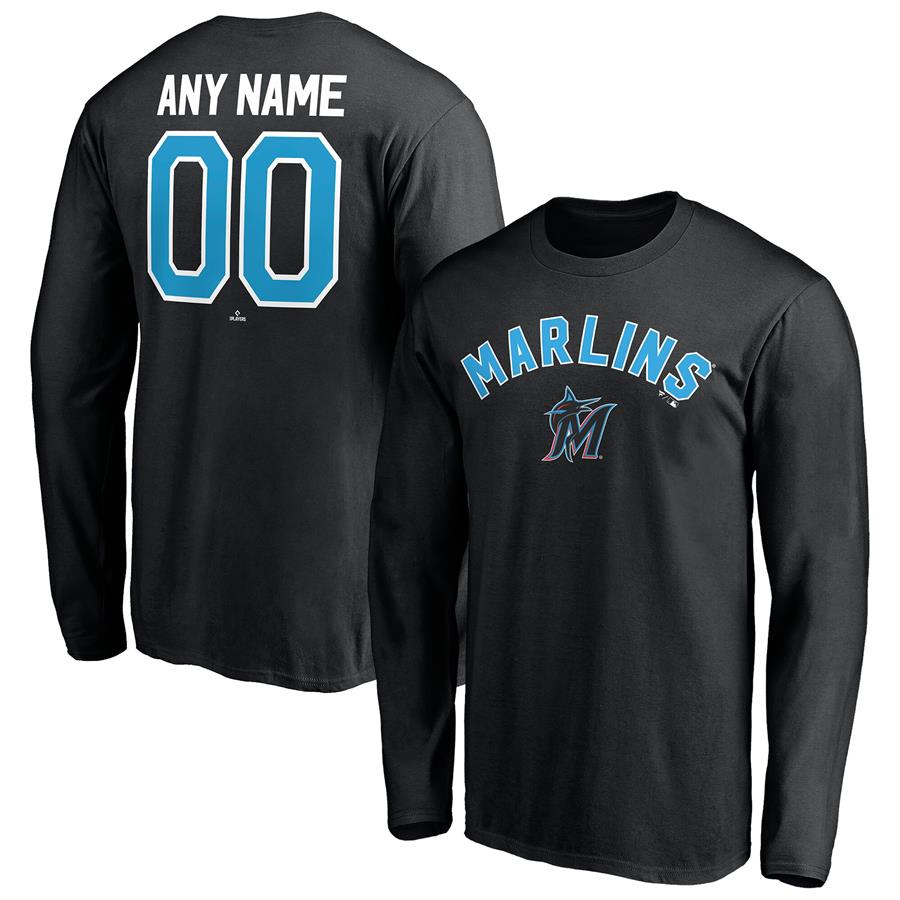 Miami Marlins Fanatics Branded Personalized Winning Streak Name & Number Long Sleeve T-Shirt - Black