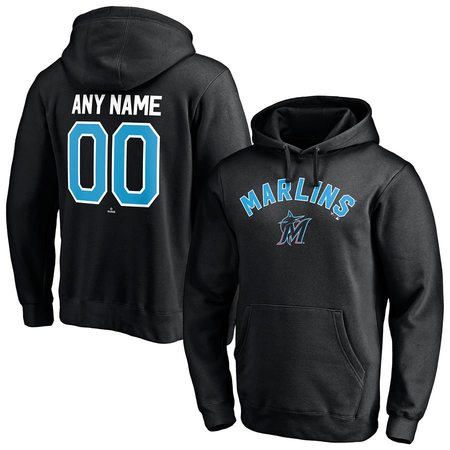 Miami Marlins Fanatics Branded Personalized Winning Streak Name & Number Pullover Hoodie - Black