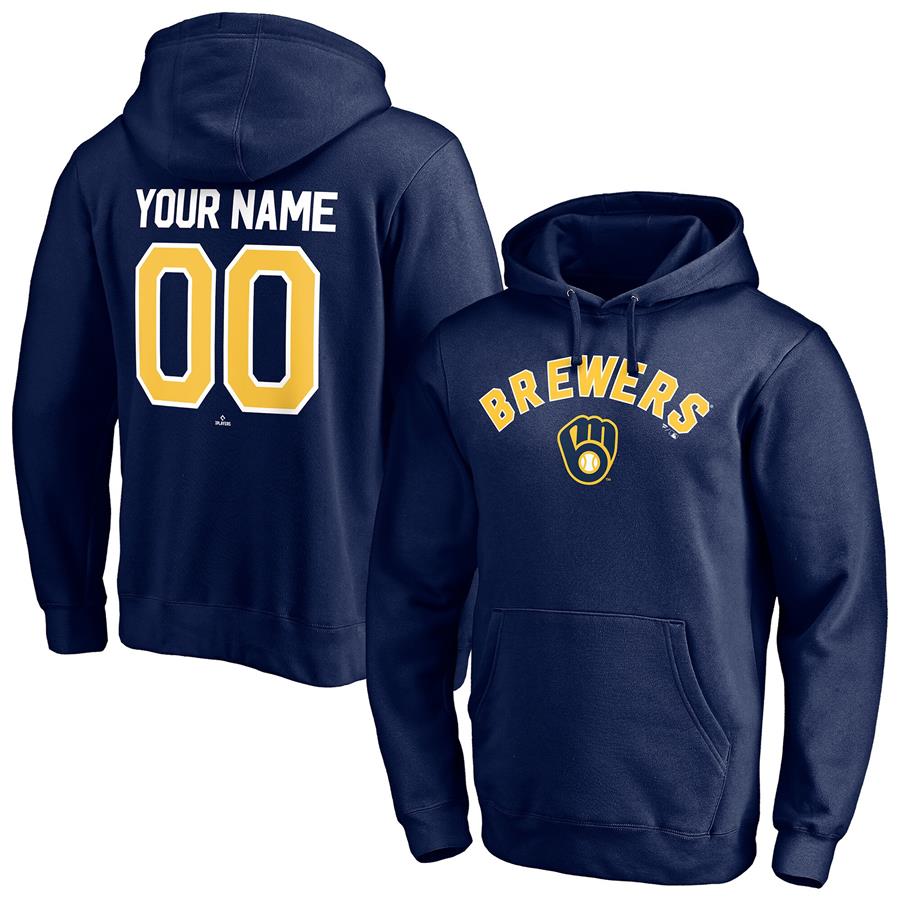 Milwaukee Brewers Fanatics Branded Personalized Winning Streak Name & Number Pullover Hoodie - Navy