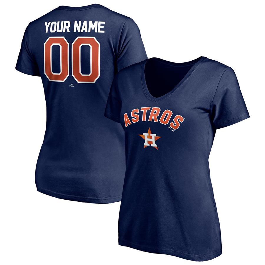 Houston Astros Fanatics Branded Women's Personalized Winning Streak Name & Number V-Neck T-Shirt - Navy