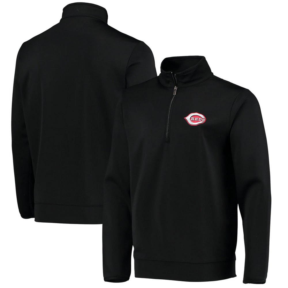 Cincinnati Reds Antigua Leader Quarter-Zip Jacket - Black
