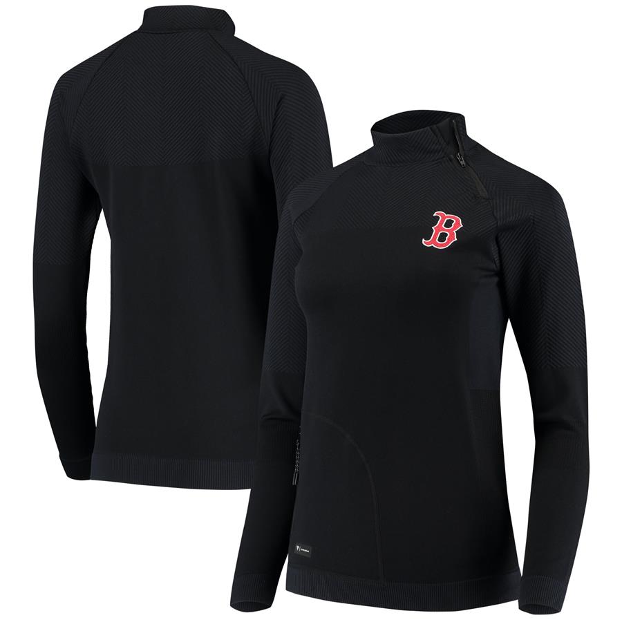 Boston Red Sox Levelwear Women's Verse Asymmetrical Tri-Blend Quarter-Zip Jacket - Navy