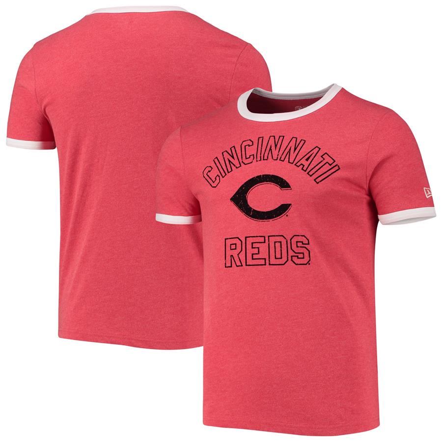 Cincinnati Reds New Era Brushed Ringer T-Shirt - Heathered Red