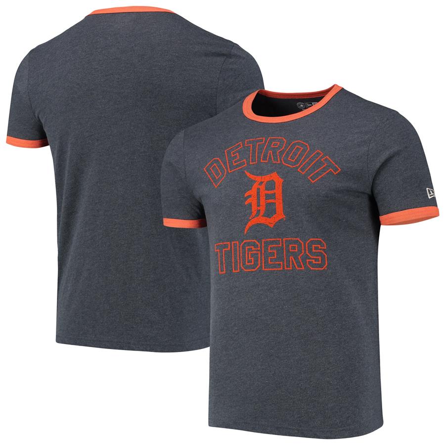 Detroit Tigers New Era Brushed Ringer T-Shirt - Heathered Navy